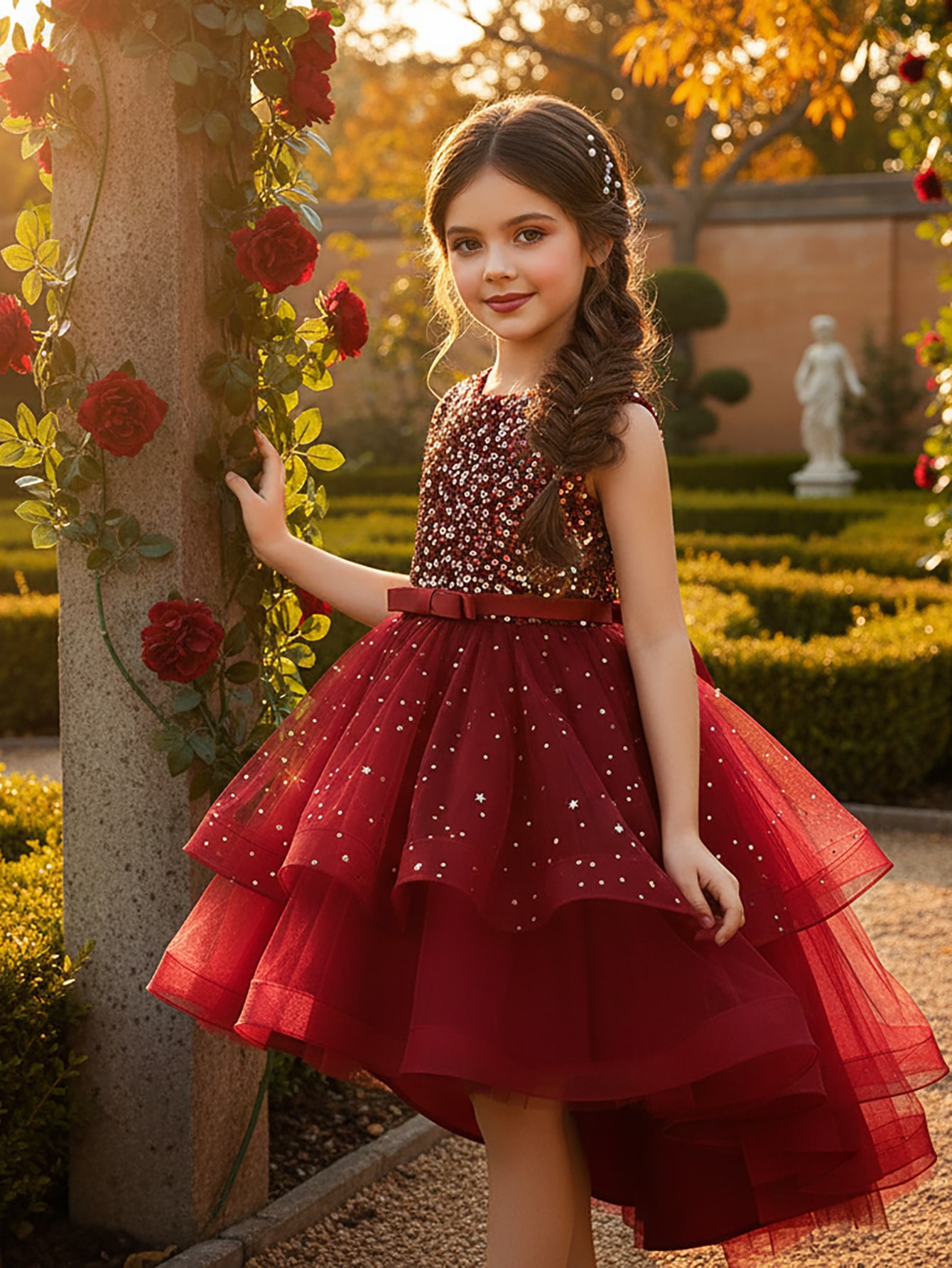 Baby Clothing For Girls - Vestido de Princesa con Lentejuelas Florales