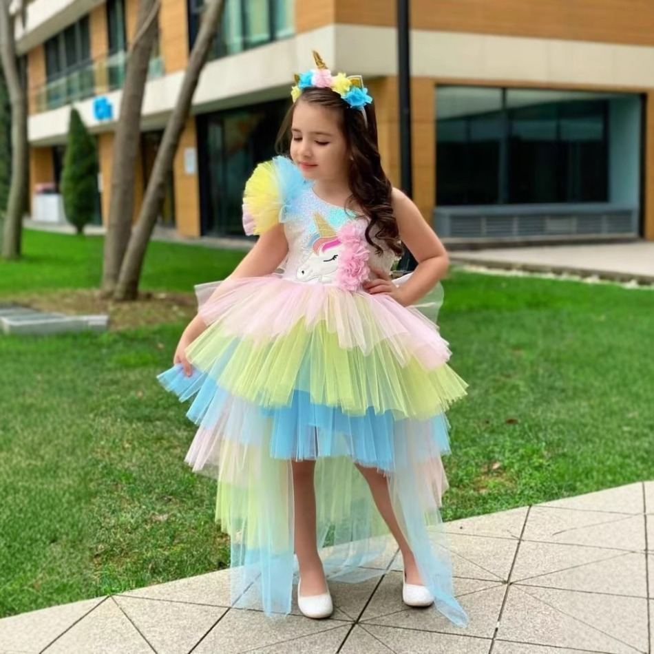 Baby Clothing For Girls - Vestido de fiesta de unicornio arcoíris
